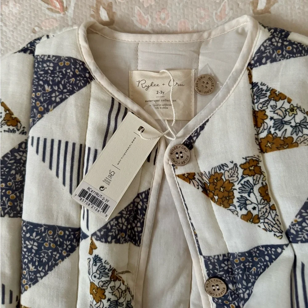Rylee & Cru quilted longline patchwork kids jacket size 2-3Y - Picture 6 of 7
